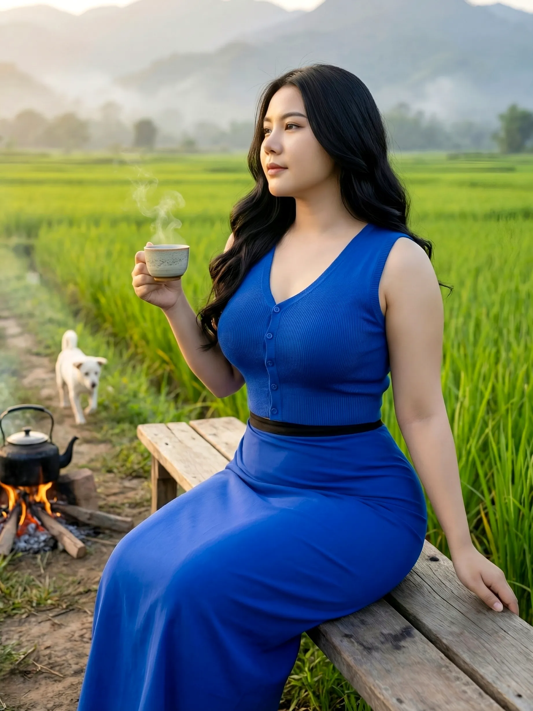 Modest traditional outfit in Village & Field Outfit Ideas setting, natural colors, soft daylight, family-friendly.