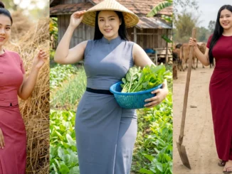 Modest traditional outfit in Village & Field Outfit Ideas setting, natural colors, soft daylight, family-friendly.