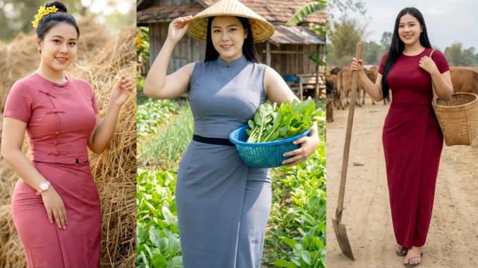 Modest traditional outfit in Village & Field Outfit Ideas setting, natural colors, soft daylight, family-friendly.